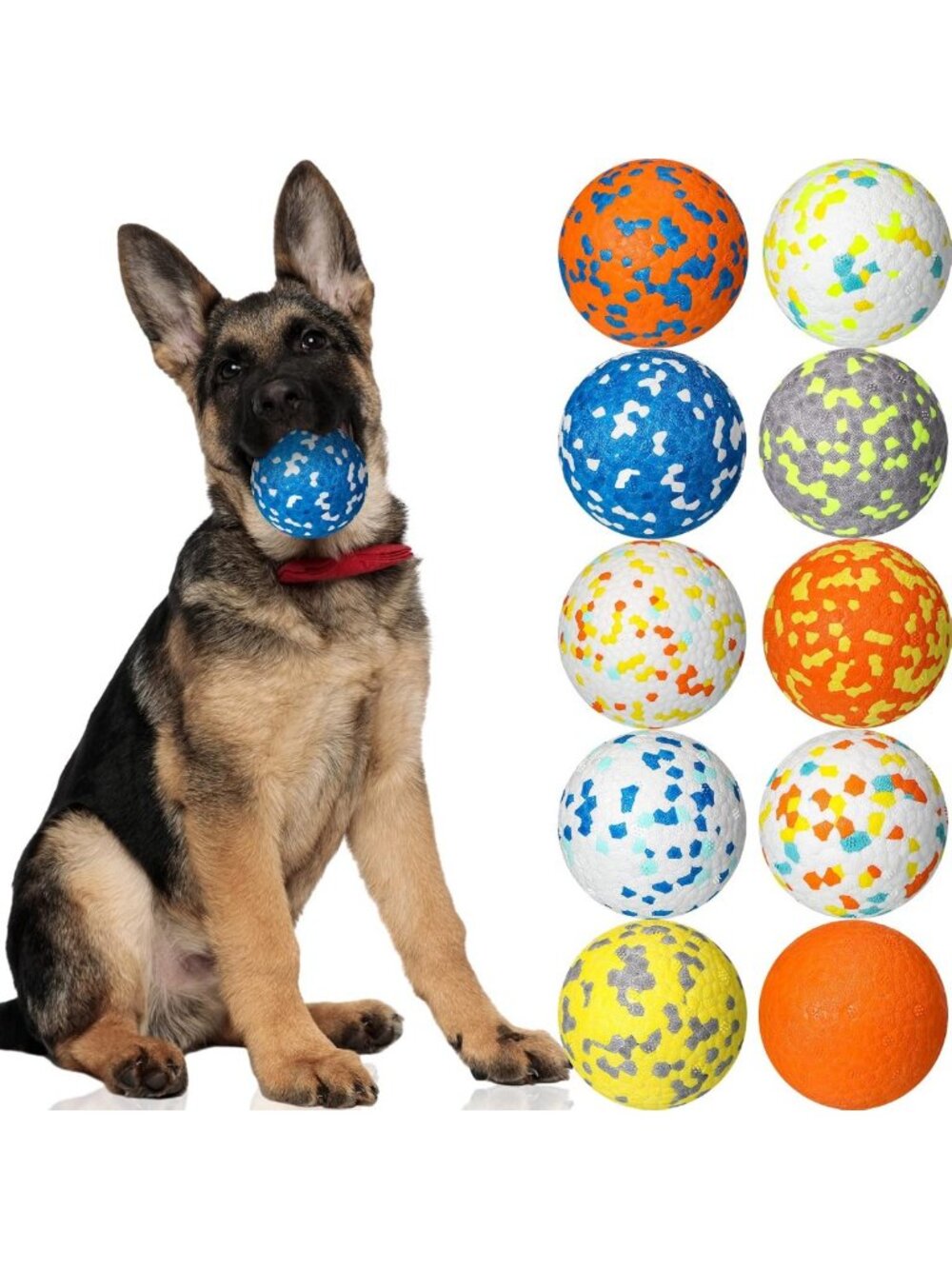 10 Pack Dog Balls for Aggressive Chewers - 2.5 Inch, Durable & Bright Colors